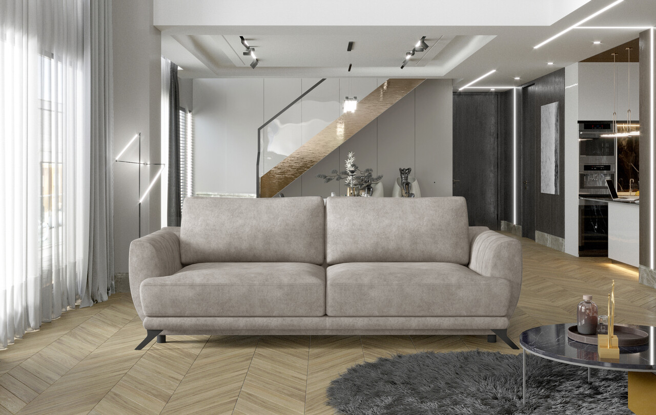 Canapea extensibila 3 locuri ELTAP, Meg01, Megis, 242x95x90 cm, lemn/poliester, bej