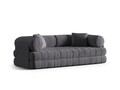 Canapea extensibila 3 locuri, Kemi, Cosmopolitan Design, 206x95x70 cm, catifea, gri inchis