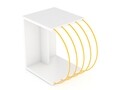 Masuta de cafea Rafevi Case Side, 47 x 30 x 42 cm, PAL/metal, alb/galben