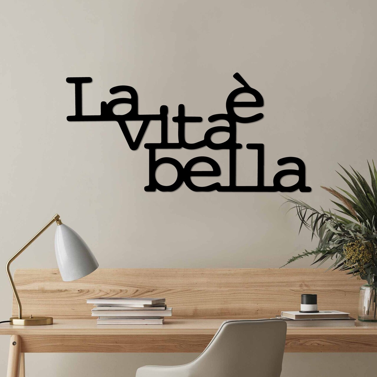Decoratiune de perete, Vita E Bella 1, Dimensiune: 60 x 30 cm, Negru - view 2