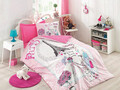 Lenjerie de pat pentru o persoana Young, Bestfriend - Pink, Cotton Box, Bumbac Ranforce