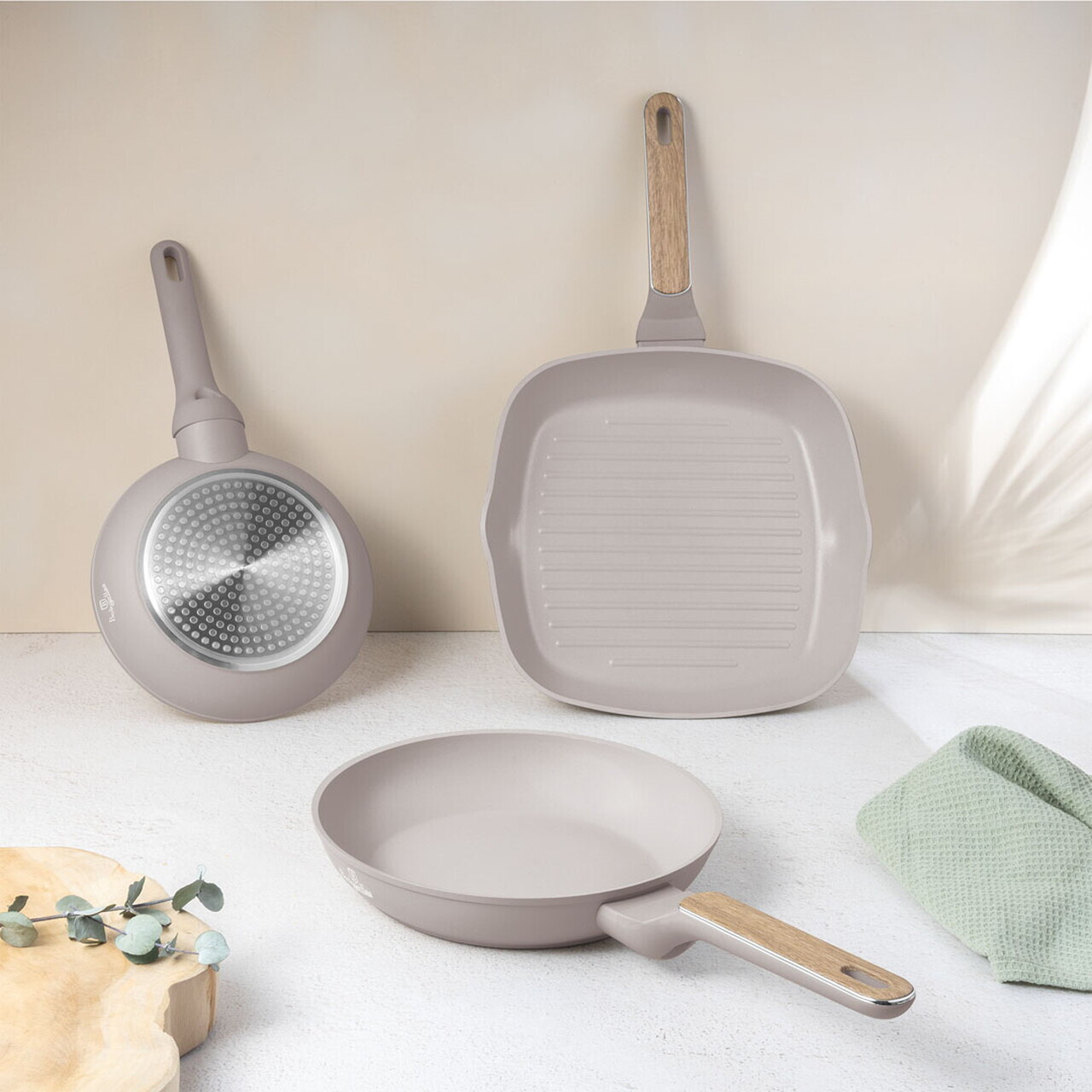 Set 3 tigai Berlinger Haus, Taupe Nordic, 20/24/28 cm, aluminiu forjat, taupe mat/natur - imagine 2