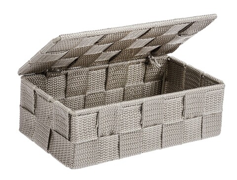 Cutie depozitare cu capac, wenko, adria mini, 18 x 10 x 6.5 cm, polipropilena, grej