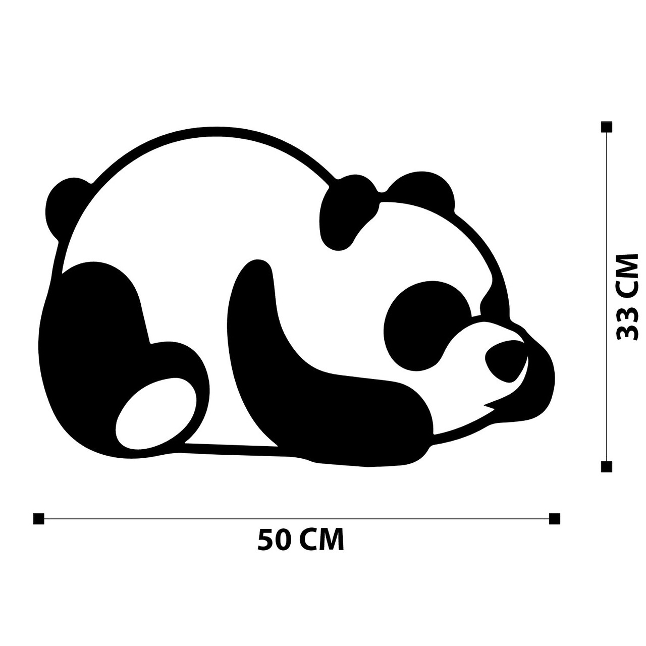 Decoratiune de perete, Panda Metal Decor, metal, 35 x 50 cm, negru