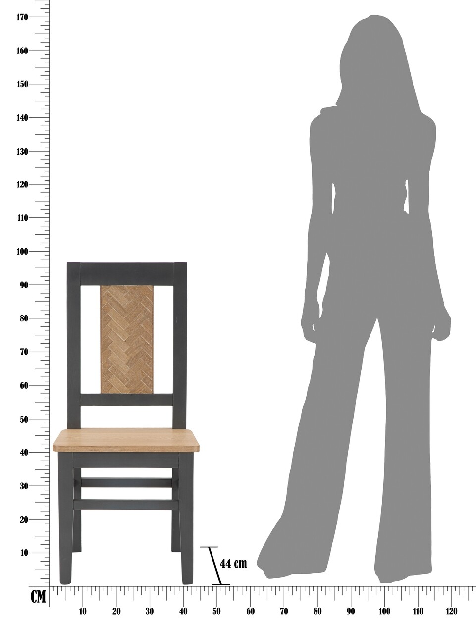 Set 2 scaune Male, Mauro Ferretti, 44x44x96 cm, lemn de brad, maro