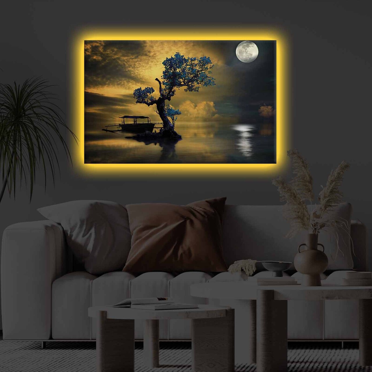 Tablou decorativ cu lumina LED 4570KTLGDACT Dimensiune: 45 x 70 cm Multicolor