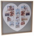 Rama foto Heart, 13 fotografii, 58 x 58 cm, MDF, natur/gri/alb