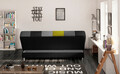 Canapea extensibila 3 locuri, ELTAP, Cayo, 192x90x90 cm, lemn/poliester, negru/galben