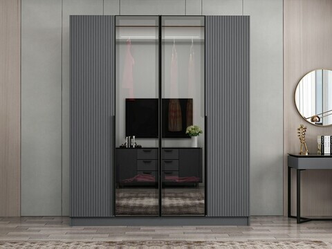 Dulap pentru haine, Hanah Home, Nisa, 180x210x52 cm, Antracit