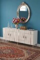 Consola, Hanah Home, Ilay 180, 180x75x32 cm, White / Travertine / Silver