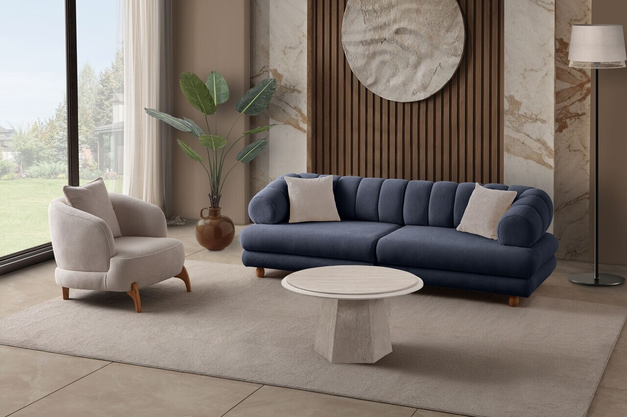 Canapea 3 locuri, Atelier del Sofa, 752EST1161, Lemn de carpen/PAL melaminat, Albastru navy - view 9