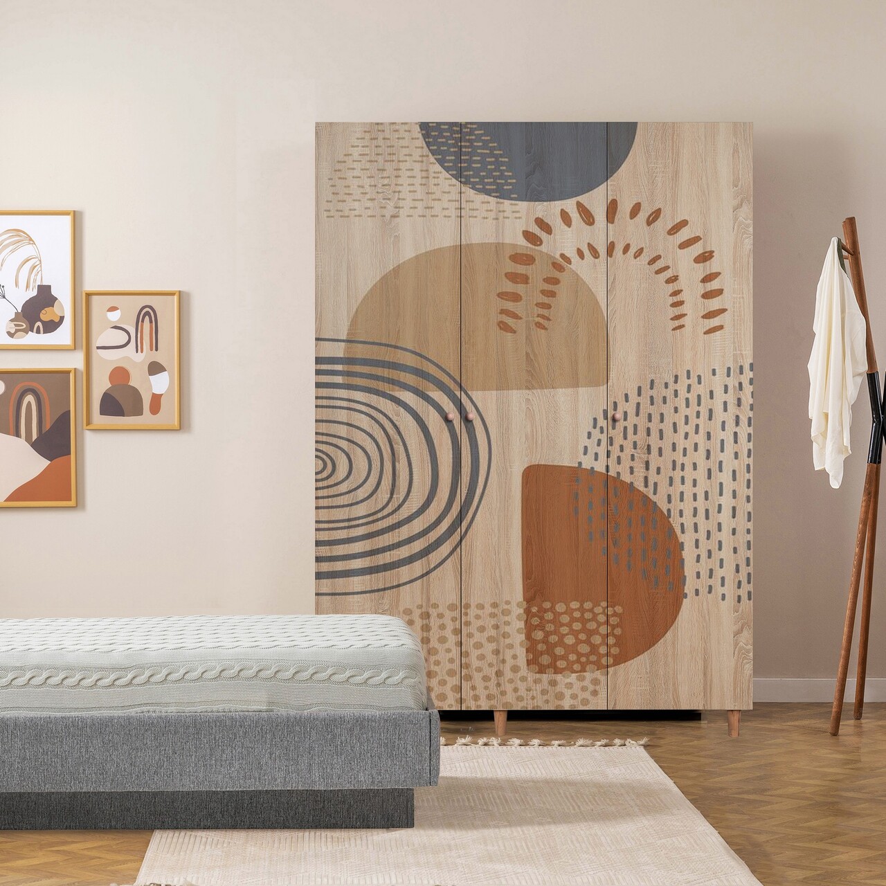 Dulap pentru haine, Vella, Lena 3 -975, 135x192x52 cm, PAL, Sonomo - 1 | YEO