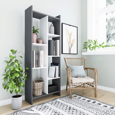 Corp biblioteca, zena home, eden, 63.2x160x25 cm, pal, antracit/alb