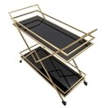 Carucior pentru servire Piramid, Mauro Ferretti, 90x40x80 cm, fier, auriu/negru