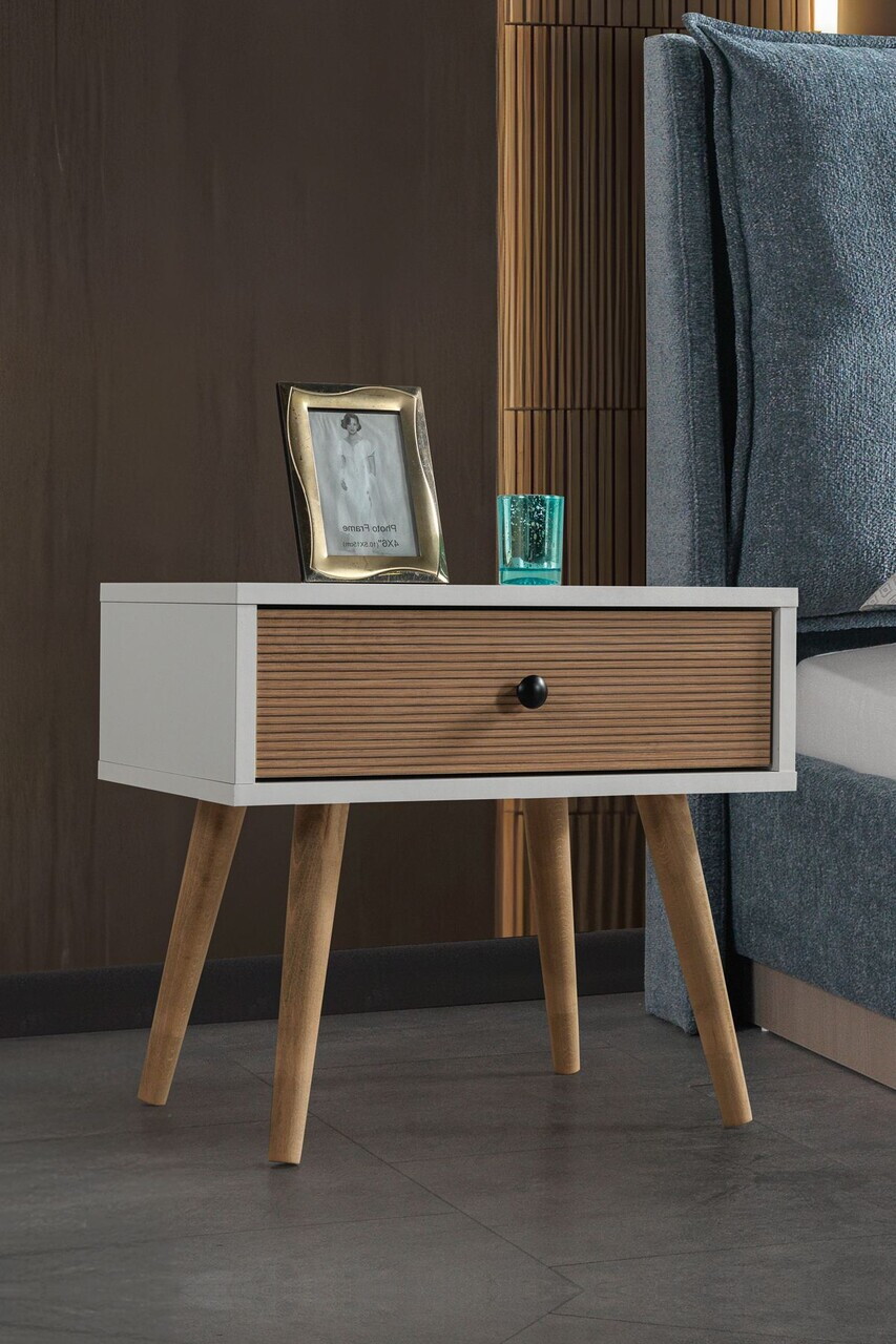 Noptiera, Hanah Home, Vita 5103, 55x49x55 cm, PAL, Alb/Maro — imaginea 2