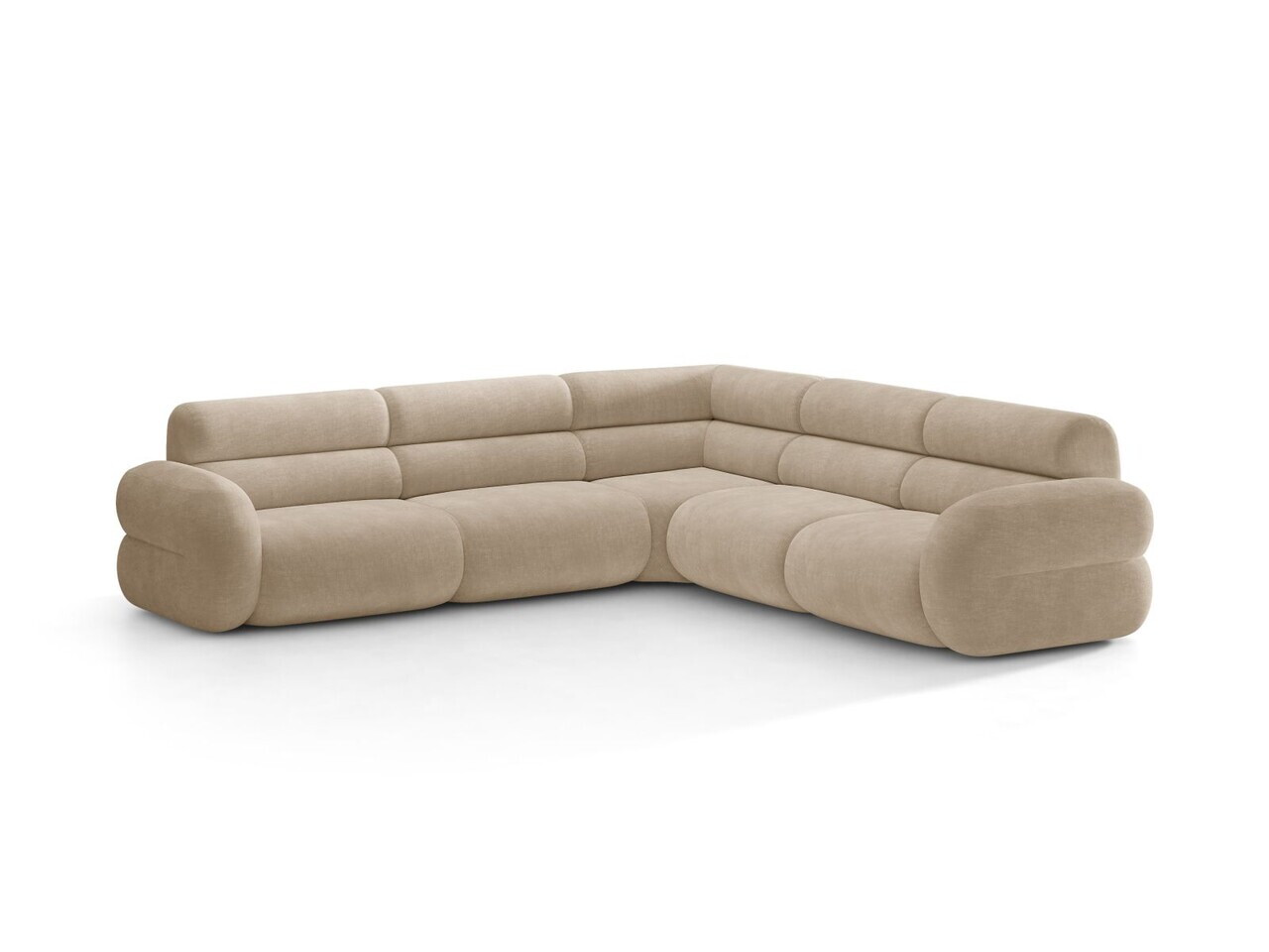 Coltar simetric 7 locuri, Neo, Micadoni Home, 295x295x83 cm, tesatura Chenille, bej inchis — imaginea 6
