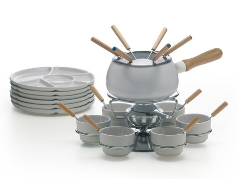 Poza Set fondue, 28 piese, White Enamel, Excelsa, 6 persoane