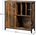 Bufet inferior, Vasagle, 80 x 30 x 80 cm, otel/PAL, maro rustic