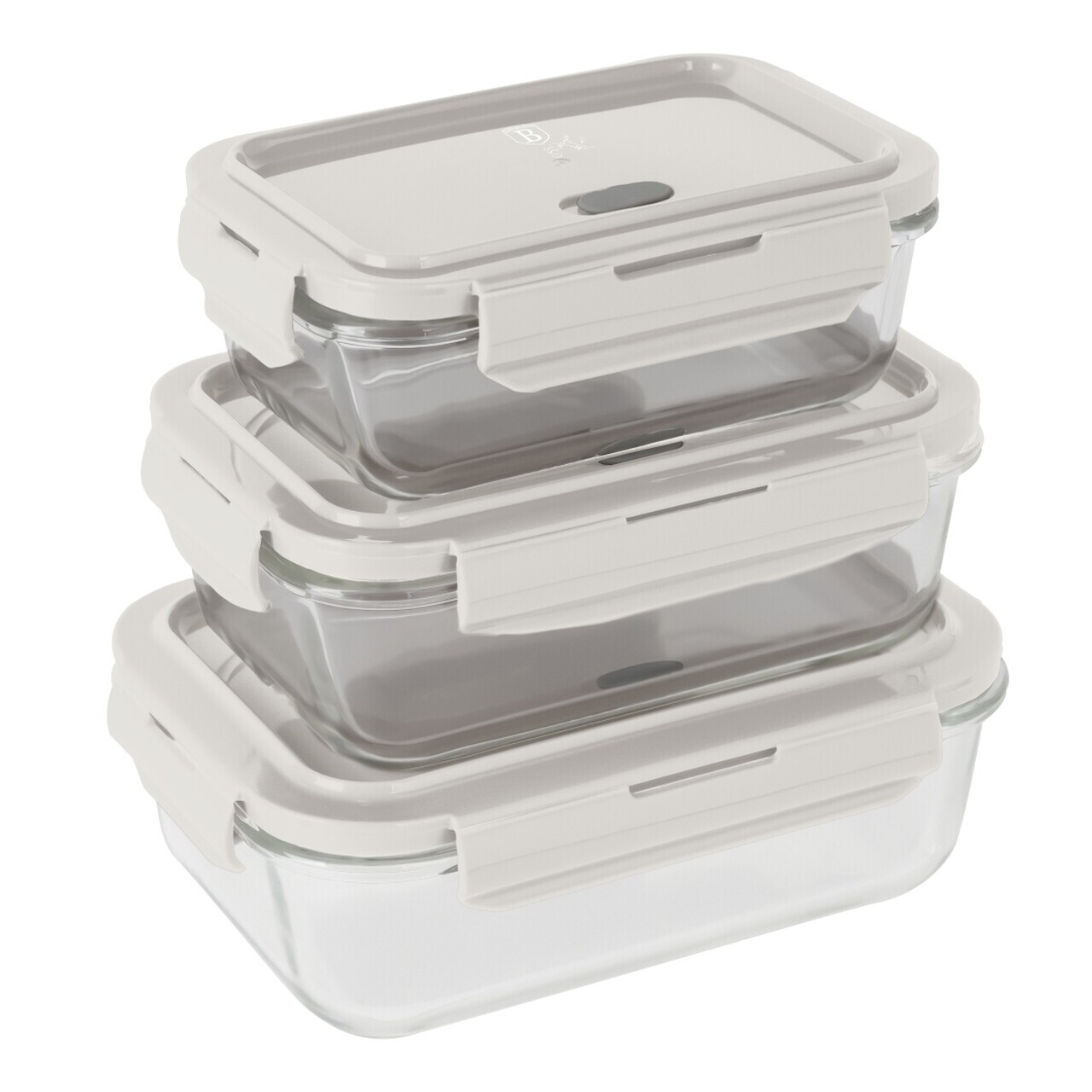 Set 3 caserole cu capac Berlinger Haus, Sahara, 570 ml / 840 ml / 1.18 L, sticla/plastic, crem/transparent - imagine 3