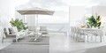 Set mobilier pentru gradina/terasa 4 piese Baltic, Bizzotto, aluminiu/tesatura ofelin, alb