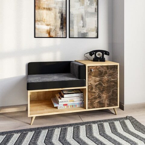 Bancheta Anzer, Kalune Design, 100x45x60 cm, maro/antracit Mobilier hol