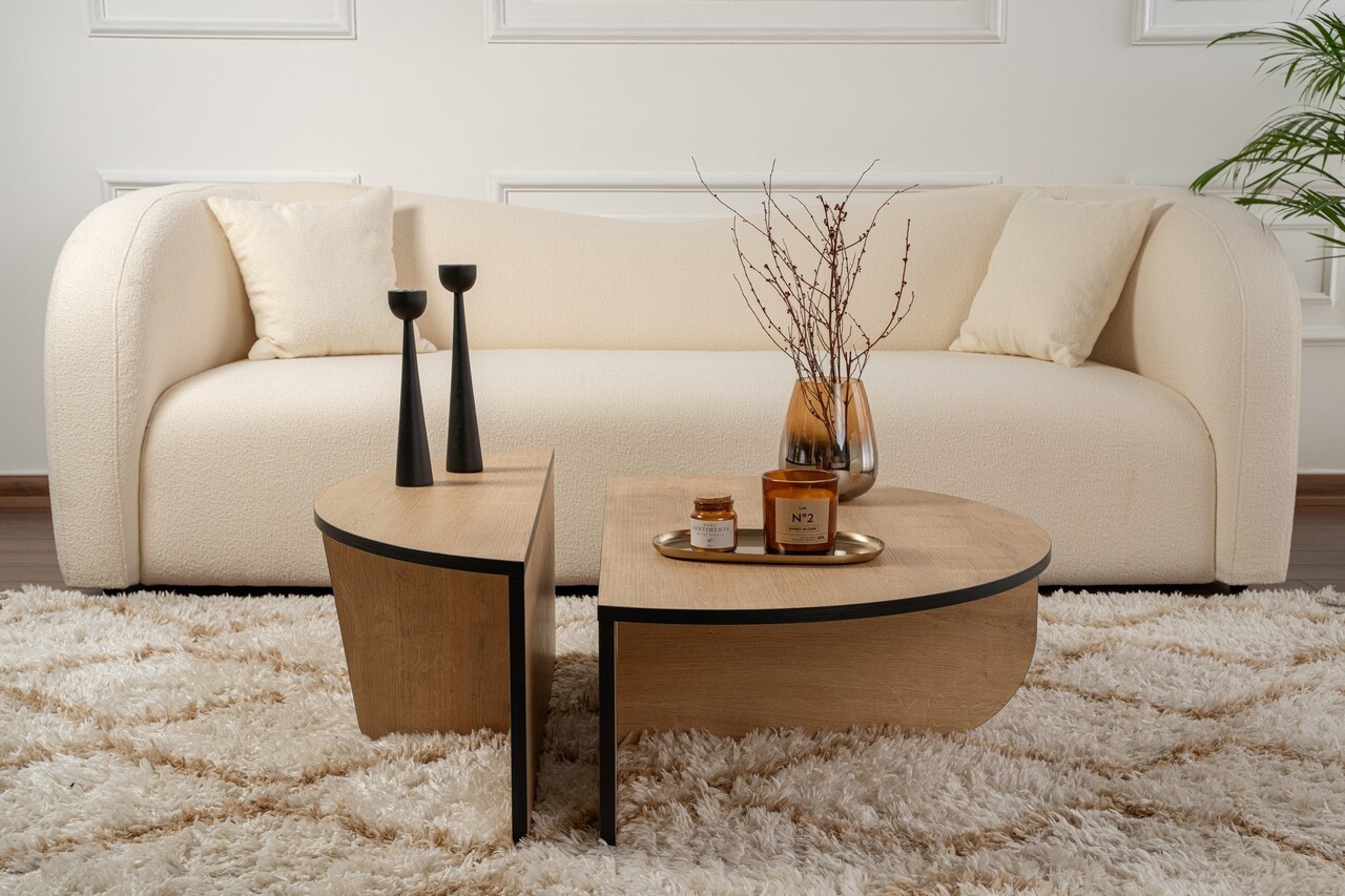 Masuta de cafea, Nordure, Orion, Stejar Miere / Negru - 2 | YEO