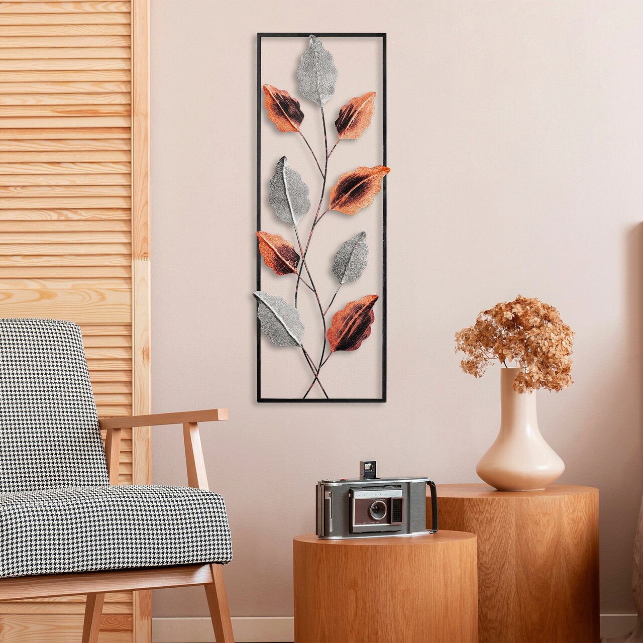 Decoratiune de perete, Fagus, Metal, Dimensiune: 32 x 90 cm, Multicolor - 1 | YEO
