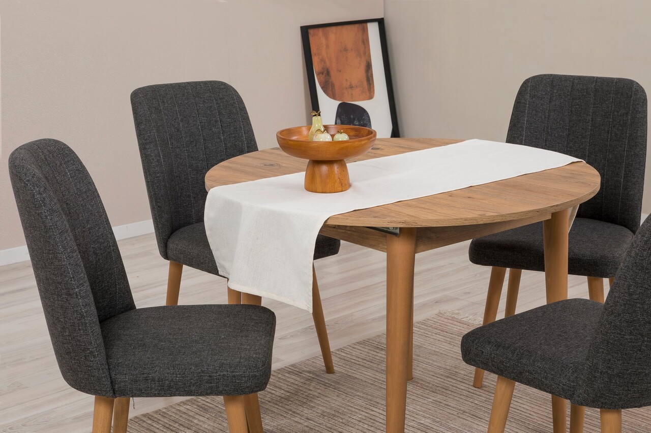 Set masa extensibila si scaune, Hanah Home, Vina 1053, Pin Atlantic / Antracit - imagine 3