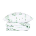 Lenjerie de pat King Size, Herve, Homla, 3 piese, 200x220 cm, microfibra din poliester, alb/verde