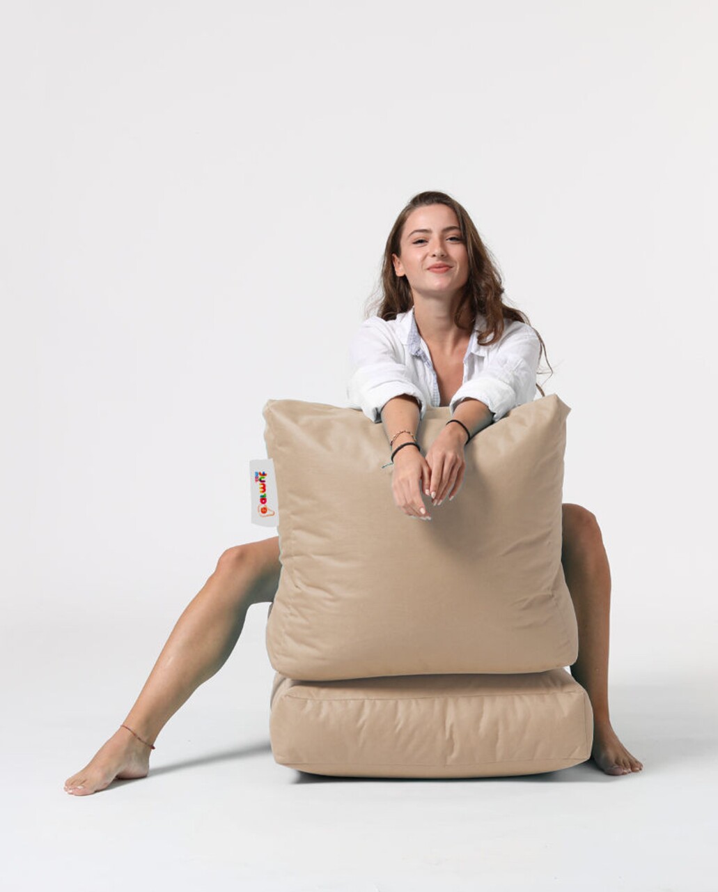 Fotoliu Extensibil, Siesta, Ferndale Bean Bag, 55 - 180 Cm, Poliester Impermeabil, Bej Nurca