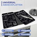 Set 2 protectii universale pentru aragaz Kitchen Rules, Wenko, 30x52x1.8-5 cm, sticla temperata, negru/alb