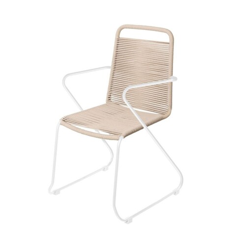 Scaun pentru gradina Antea, 53 x 53 x 88 cm, otel/sfoara, grej/alb Gradina
