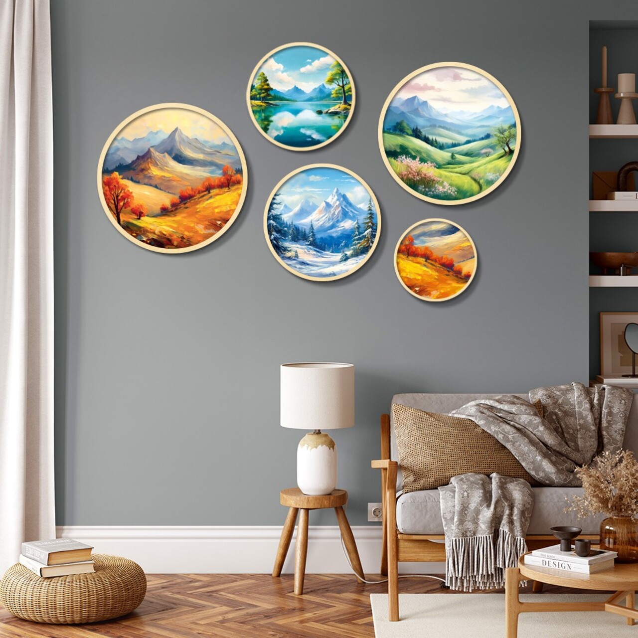 Tablou decorativ (5 Pieces), Iaht-26, Dimensiuni: 43,5 x 43,5 cm (1 bucată), Multicolor - view 2