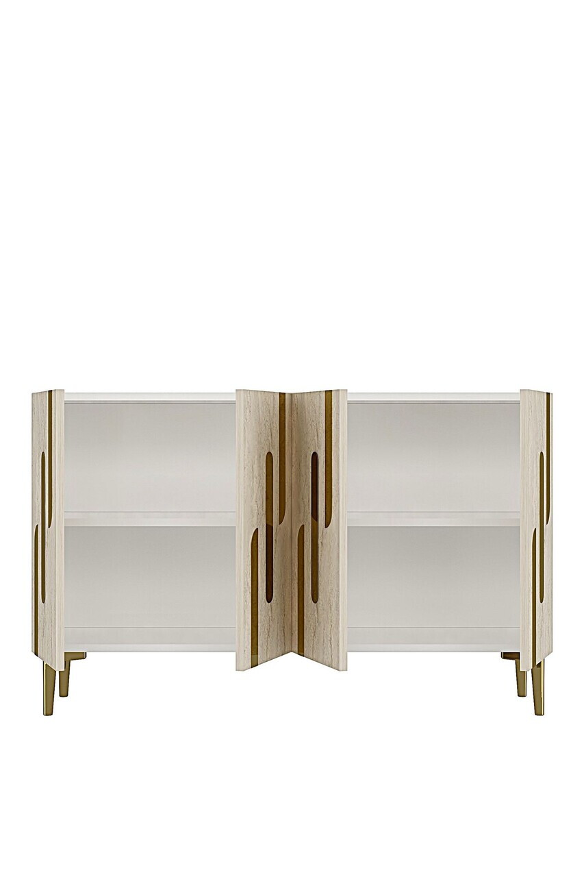 Consola, Hanah Home, Ece 120, 120x75x32 cm, White / Travertine / Gold — imaginea 5