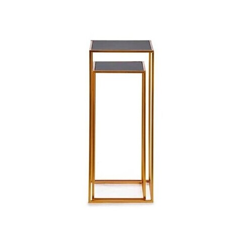 Set 2 masute de cafea Apoollo, Gift Decor, 30 x 30 x 70 cm, sticla/metal, negru/auriu Masute living