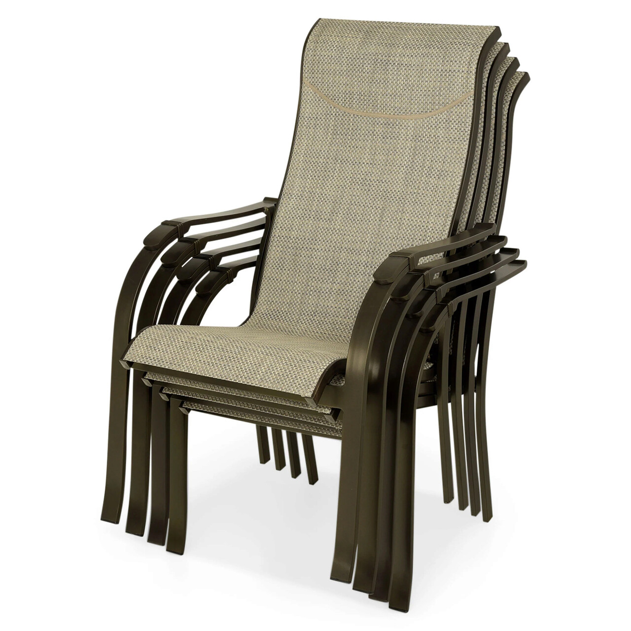 Set 4 scaune pentru exterior Riverside, 63x79x107 cm, aluminiu, maro/bej