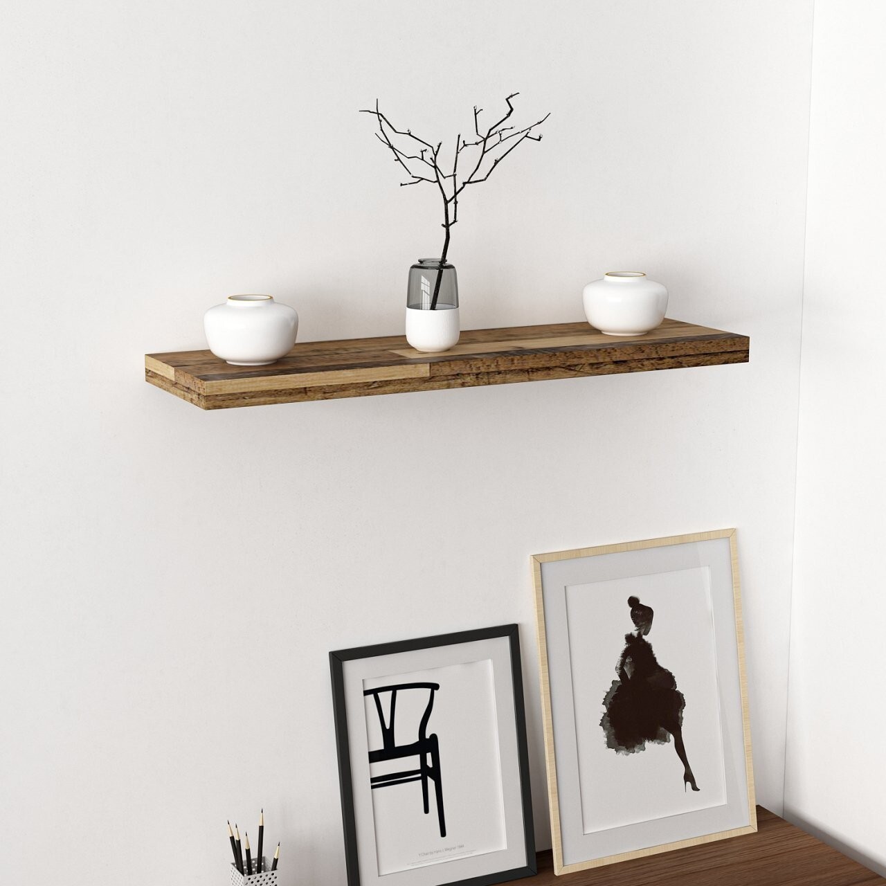 Raft de perete, Minerva, Gizli 80, 80x3.6x23 cm, PAL, Stejar - 1 | YEO