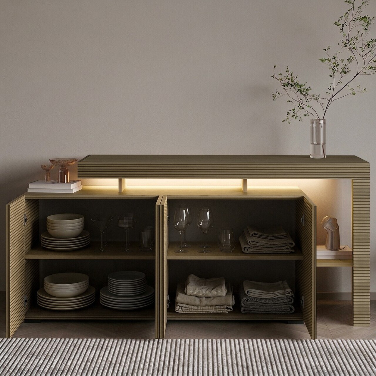 Consola, Hanah Home, Beliz, 170x80x35 cm, Stejar cald Stejar safir — imaginea 3