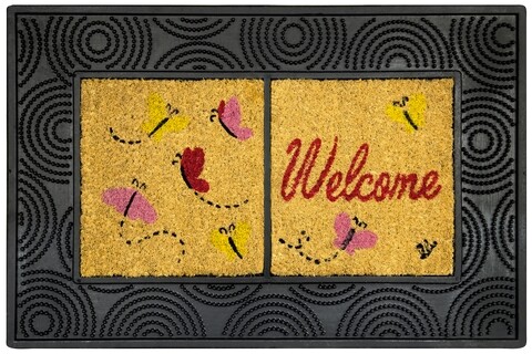 Covoras de intrare, Olivo Tappeti, Window, Welcome, 40 x 60 cm, cauciuc/fibra cocos, multicolor