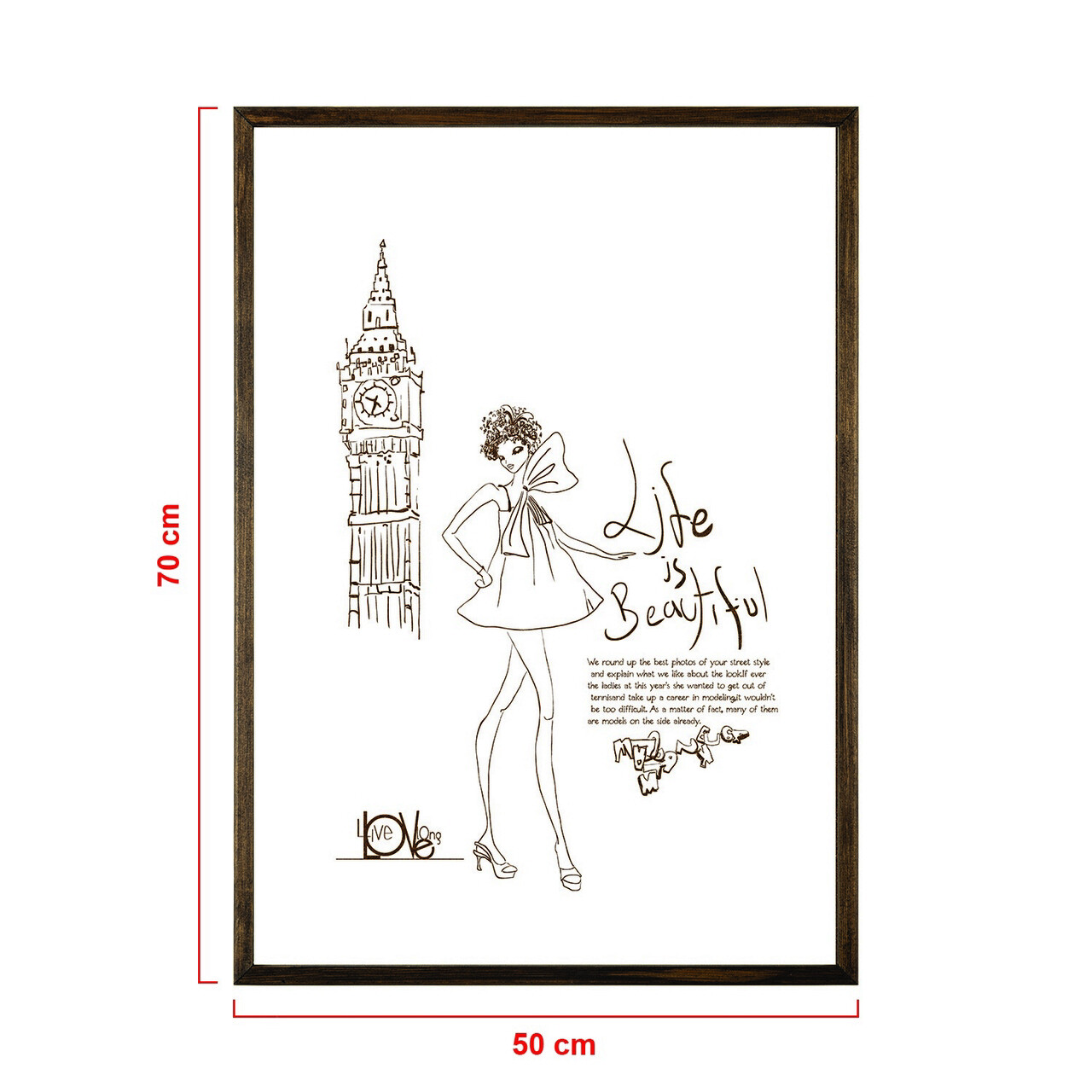 Tablou decorativ, TD004, Lemn, Desenat manual, Natural