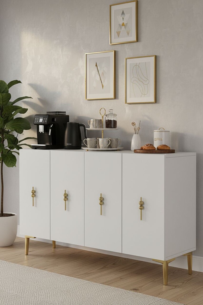 Consola, Hanah Home, Salkım 120, 120x79x32 cm, Alb/Auriu - view 3