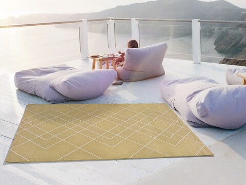 Covor rezistent interior-exterior, Hibis Mustard, 135 x 190 cm, 100% polipropilena, mustar
