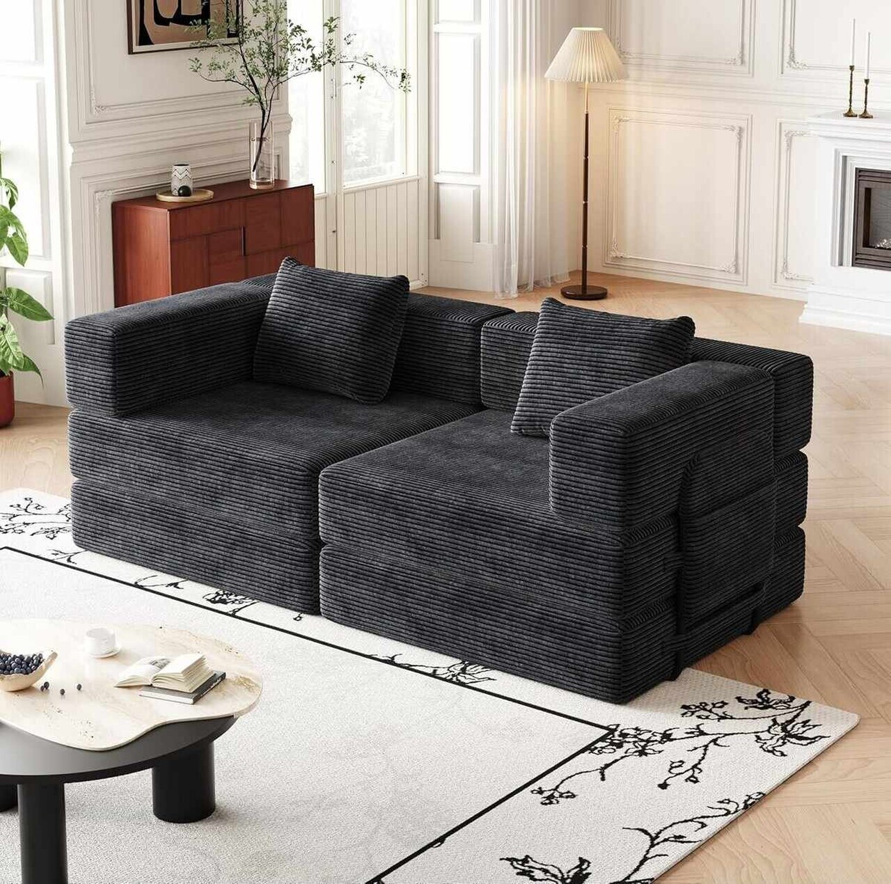 Canapea extensibila 3 locuri, Atelier del Sofa, 326NYR1156, Negru — imaginea 2
