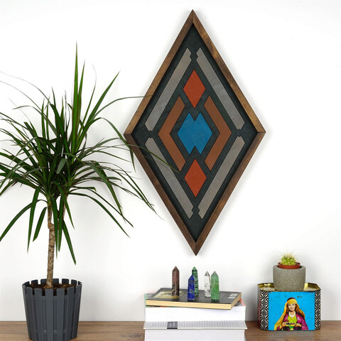 Decoratiune de perete, art033, lemn masiv, dimensiune: 59 x 35 x 3 cm, multicolor