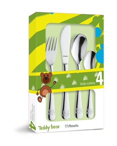 Poza Set tacamuri pentru copii, 4 piese, Amefa, Teddy, inox