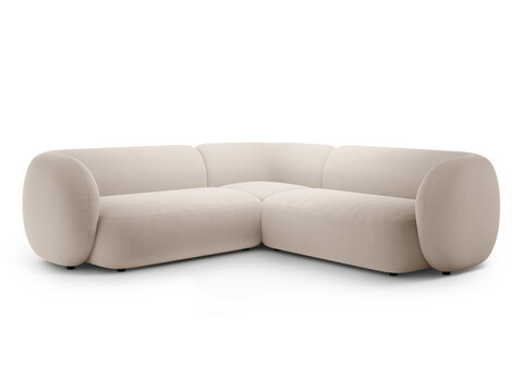 Coltar simetric 5 locuri, Kate, Micadoni, 252x252x76 cm, catifea, bej