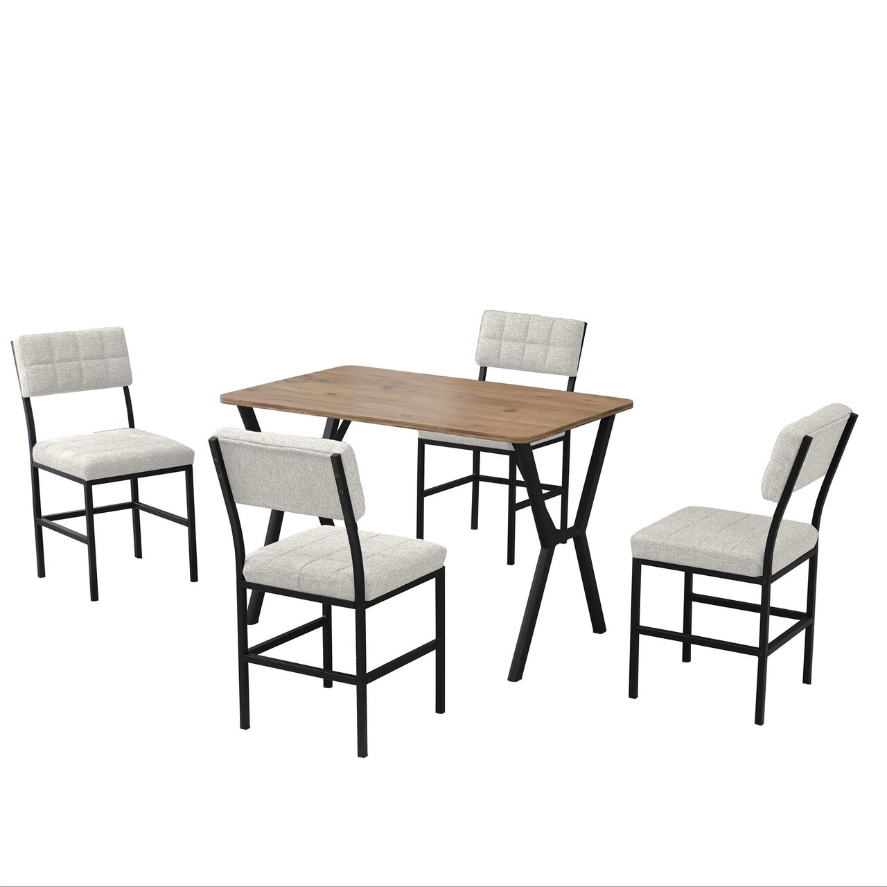 Set masa extensibila si scaune, Hanah Home, Dubai, Crema/Nuca - view 4