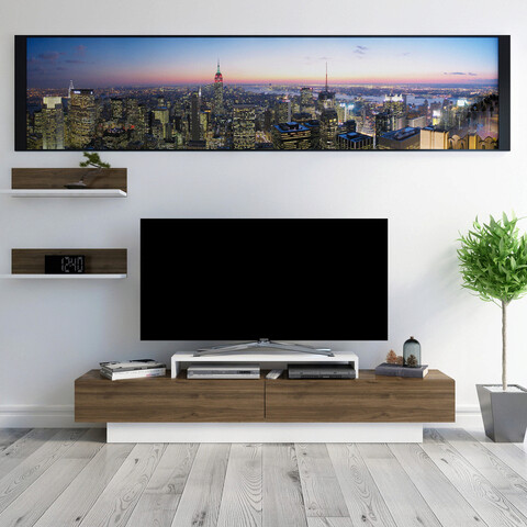 Comoda tv, retricy, lusi, 180x31x40 cm, pal, alb / nuc