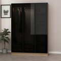 Dulap pentru haine, Minerva, Kale Dark Grey, 135x210x52 cm, PAL, Gri inchis