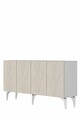 Consola, Hanah Home, Gumus 150, 150x79x32 cm, Alb / Travertin